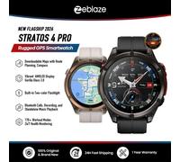 Nouvelle montre connectée GPS Zeblaze Stratos 4 Pro avec écran AMOLED de 1,43'', lampe torche bicolore, stockage de musique, plus de 170 modes d'entraînement Bronze