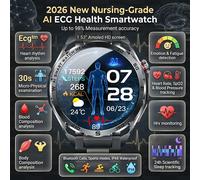 Nouvelle Montre Connectée IA ECG de Qualité Médicale 2026, Écran Saphir 1,53'', Moniteur Fréquence Cardiaque, Lipides Sanguins, Acide Urique, Appel Bluetooth BLACK NYLON