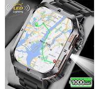Nouvelle Montre Connectée Militaire d'Extérieur 2026 pour Hommes avec GPS, Lampe Torche, Appel Bluetooth, Écran AMOLED 2,01 pouces, Étanchéité 3ATM, Montre Intelligente Sportive NEW-Br22BkMilan