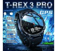 Nouvelle Montre Connectée T-Rex3 Pro GPS Tracker 1100mAh pour Hommes, Autonomie de 120 Jours, Robuste, Sportive, Étanche 10ATM, Appels Téléphoniques Black tape A