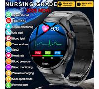 Nouvelle montre intelligente de qualité médicale 2025, mesure de l'oxygène sanguin, des lipides sanguins, de l'acide urique, ECG+PPG, température corporelle, appels Bluetooth, montre connectée de Blue