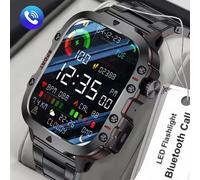 Nouvelle montre intelligente militaire 2026 pour hommes, IP67 3ATM, tracker de forme physique pour sports de plein air, moniteur de pression artérielle, appels BT, montre intelligente GPS Brown 1.44