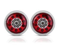 Nouvelle paire de feux arrière ronds 4,3 pouces 19 LED pour camion remorque, feu de stop, clignotant, anneau chromé double couleur
