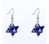 Nouvelle Pierre Naturelle Goutte Boucle D'oreille Blanc Rose Cristal Améthystes Belle Merkaba Oreille Crochet Boucles D'oreilles Femmes Cadeaux Mode Bijoux De Charme,Lapis Lazuli