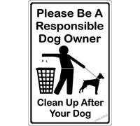 Nouvelle plaque d'avertissement murale décorative vintage classique Veuillez être un propriétaire de chien responsable, nettoyez après votre chien, panneaux en métal, panneau de cour, panneau de bure
