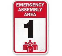 Nouvelle plaque d'avertissement murale décorative - Zone de rassemblement d'urgence 1 - Panneau de sécurité routière en métal - Panneau de jardin - Panneau de bureau - Panneau de sécurité extérieur e