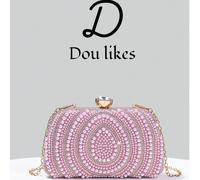 Nouvelle pochette de soirée décorée de perles roses, design en forme de goutte d'eau, portefeuille en forme de boîte étincelante, parfait pour créer une apparence charmante, convient pour la mariée, l