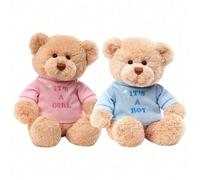 Nouvelle poupée en peluche d'ours en peluche habillée, animal en peluche, poupée d'ours en peluche, cadeau d'anniversaire pour enfants bleu (c'est un garçon),rose (c'est une fille),Je t'aime,Joyeux an