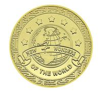 Nouvelle réplique de pièce commémorative des 7 merveilles du monde, pièce de collection dorée avec motif globe et étoile, pièce de style vintage pour exposition patrimoniale et collection numismatique