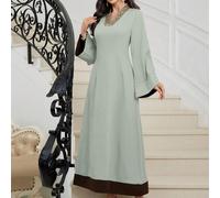 Nouvelle robe arabe de style élégant et modeste aux tons clairs, de coupe ajustée, avec col en V. Une robe maxi jalabiya parfaite pour une soirée, un mariage ou un anniversaire L,M,S,XLBlocs de couleu