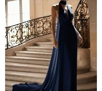 Nouvelle robe de cocktail élégante blanche à bretelles spaghetti, col en V profond, taille haute, ajustée, dos nu, en satin, style sirène, maxi, pour mariage d'automne L,M,S,XL,XSUnicoloreSatin