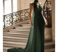 Nouvelle robe de cocktail élégante blanche à bretelles spaghetti, col en V profond, taille haute, dos nu, en satin, coupe sirène, longueur maxi, pour mariage d'automne L,M,S,XL,XSUnicoloreSatin