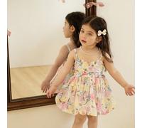 Nouvelle robe de Pâques pour bébé fille avec imprimé floral numérique, bretelles, taille cintrée et une robe en forme de parapluie ! C'est confortable, , élégante, douce, charmante et dans un style de