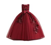 Nouvelle robe de princesse robe de princesse grandes paillettes enfants robe longue moulue robe de performance piano, rouge, 14-15 ans