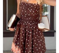 Nouvelle robe élégante à pois vintage, élégante et mignonne, avec un buste plissé. Convient pour les sorties du soir, les vacances, le port quotidien, toutes les saisons, l'été L,M,S,XL,XXLGéométrique