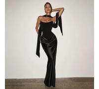 Nouvelle Robe Élégante d'Été 2026 pour Femme, Unie, Sans Manches, Coupe Ajustée, avec Ruban, Jupe Moulante Formelle Black