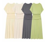 Nouvelle Robe Longue Plissée Femme 2026 - Élégante, Chic, Décontractée et Tendance, Polyvalente Jaune clair