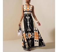 Nouvelle robe maxi sans manches à imprimé rétro de forêt tropicale pour femmes grandes tailles, style combiné pour festival de musique d'été, Pâques, Saint-Patrick, western, nomade, anniversaire, remi