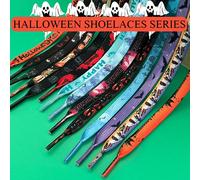 Nouvelle série de lacets d'Halloween, accessoires de chaussures d'ambiance Halloween unisexes, convenant aux baskets, chaussures blanches, chaussures de skate. Chauve-souris noire sur fond violet-23,T