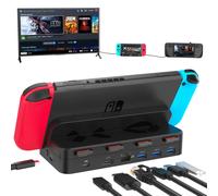 Nouvelle Station d'accueil pour commutateur avec 4K @ 60Hz HDMI Gigabit Ethernet USB 3.0 Hub100W PD double hôte pour Nintendo Switch Steam Deck noir