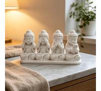 Nouvelle statue de combinaison de quatre bouddhas imprimée en 3D en une pièce, ornement de bureau de quatre bouddhas de la sagesse, décoration minimaliste moderne ABS