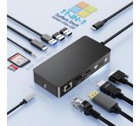 Nouvelle Surface Thunderbolt 4 Dock,11en1 Stations d'accueil Surface Triple écrans Hub avec 4K HDMI+DP+VGA pour Surface Pro 11/10/9/8/X/7+/7,Laptop 7/6/5/4/3,Laptop Studio 2/1,Go 3/2/1