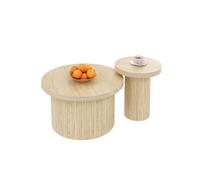 Nouvelle table basse épaissie au design moderne, double table ronde, table d'appoint en bois naturel. Table de salon