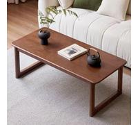 Nouvelle table basse rectangulaire en bois massif chinois,table basse de sferme en bois d’hévéa pour salon,tables de thé stables inspirées du zen,coins arrondis(Walnut,100*56*42cm/39.4*22*16.5in)