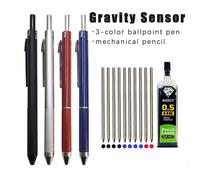 Nouvelle technologie capteur de gravité 4 en 1 stylo à bille multicolore stylo multifonction en métal 3 couleurs recharge de stylo à bille et crayon plomb 20pcs pen refills