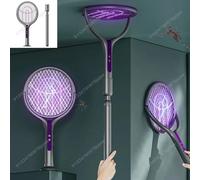 Nouvelle tête rotative Bug Zapper raquette Rechargeable électrique tapette à mouche tueur de mouches et piège à moustiques lampe pour la maison intérieure extérieure Long Type