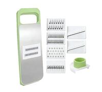 Nouvelle trancheuse à légumes multifonctionnelle avec protège-main coulissant, ensemble de 6 trancheuses à légumes avec lames en acier inoxydable, machine à trancher et à julienne portable (1 vert 1