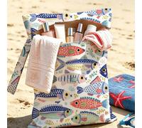 Nouvelle trousse de toilette/séparation humide/sec à motif sardines coloré pour l'été , Trousse de maquillage , Sac de rangement humide réutilisable , Organisateur de bagages , Sac à main femme , Sac 