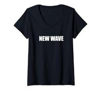 Nouvelle Vague T-Shirt avec Col en V, Femme, Noir, M