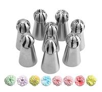 NOUVELLE Version 8pcs Ensemble En Acier Inoxydable Sphere Ball Conseils Russe Glaçage Tuyauterie Becs Conseils Pâtisserie Gâteau Fondant Cupcake Crème Au beurre DIY Outils de Cuisson (8pcs Set)