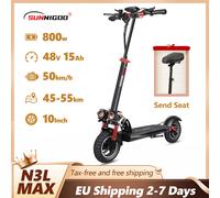 Nouvelle version améliorée, trottinette électrique puissante 800W, 48V 15Ah, vitesse maximale 50 km/h, autonomie 55 km, pneus de 10 pouces, freins doubles, amortisseurs, pliable, siège amovible N3MAX