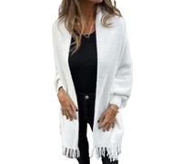 Nouvelle Veste Châle Décontractée, Cardigan Poncho à Franges en Tricot Châle pour Femme, Cardigan Surdimensionné en Tricot Chauve-Souris pour Femme (Blanc,3XL)