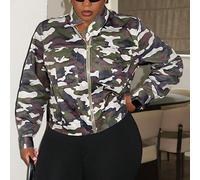 Nouvelle veste décontractée style de rue printemps/été avec motif camouflage, poches cargo, coupe slim, grande taille pour femmes. Convient pour les sorties quotidiennes, l'école, la rentrée scolaire,