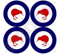Nouvelle-ZÉLANDE Armée de l'Air RNZAF Kiwi Roundel Aéronef, 50mm Vinyle Autocollants, x4 Stickers