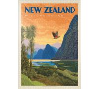Nouvelle-Zélande : Milford Sound, Affiche Vintage - Premium 1000 Pièces Puzzle - Collection Spéciale De Anderson Design Group