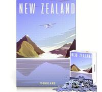 Nouvelle-Zélande pour Adultes Puzzle 1000 pièces Bien-être Mental Loisirs Plaisir Bords Nets Cadeau de Noël Unique (38x26cm)