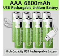 Nouvelles Batteries au Lithium rechargeables AAA 1.5v, capacité de 6800mAh, batterie Li-ion USB AAA de Type C, cycle 2000 fois avec câble gratuit 32 pcs AAA Batteries