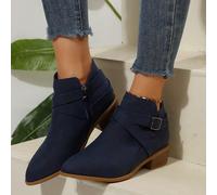 Nouvelles bottes pour femmes, couleur unie, modèle de base pour le travail et les déplacements, avec boucle et sangle croisée, fermeture éclair latérale, style américain court, pour le bureau et la ma