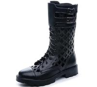 Nouvelles Bottes Sandales D'été Pour Femmes Bottes De Motardes À Talons Compensés Cuissardes Plates Avec Fermeture Éclair Sur Le Côté Et À Talons Hauts(Black,40)