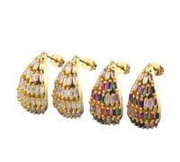 Nouvelles boucles d'oreilles à tige en forme de goutte d'eau pavé blanc/coloré zircon pour femmes lumière de luxe décoration d'oreille bijoux avec vous accessoires tendance créatif meilleur cadeau