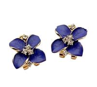 Nouvelles boucles d'oreilles en cristal de camélia avec fleur bleu noble - Boucles d'oreilles élégantes pour femmes pour occasions spéciales, One Size, Acétate, Aucune pierre précieuse.
