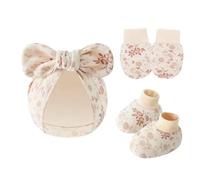 NOUVELLES CHAPEUR DE BÉBÉ ET GLANTS PLIMES Avec Couvercles De Pied Pour Nourrisson 0-6 Mois Boys Filles Caps Coton Gants Gants Chaussettes NOUVELLES