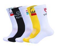 Nouvelles chaussettes de cyclisme FDJ de l'équipe des Émirats arabes unis, blanches, antidérapantes, respirantes et rembourrées, pour la course, le basketball, le vélo et autres sports. Or