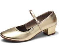 Nouvelles Chaussures de Danse Femmes Semelle Souple Talon 3cm pour Débutants（Doré 38）