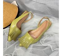 Nouvelles chaussures plates pour femmes avec design à franges et bride à la cheville pour l'automne/hiver, convenant à toutes les saisons, élégantes et magnifiques chaussures vertes pour dame CN35,CN3