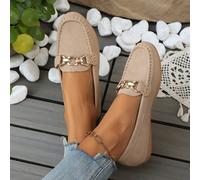 Nouvelles chaussures plates souples et légères grande taille, polyvalentes pour toutes les saisons. Chaussures de loisirs confortables pour femmes avec boucle métallique, bout rond et couleur unie. Re